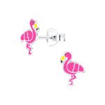Strieborné náušnice Flamingo