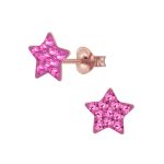 Strieborné náušnice Pink Star