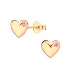 Strieborné náušnice Pink Heart